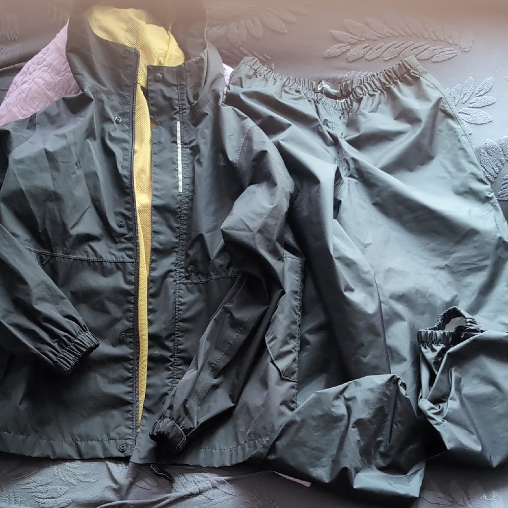 Black Mec Waterproof Jacket and Pants Set EUC